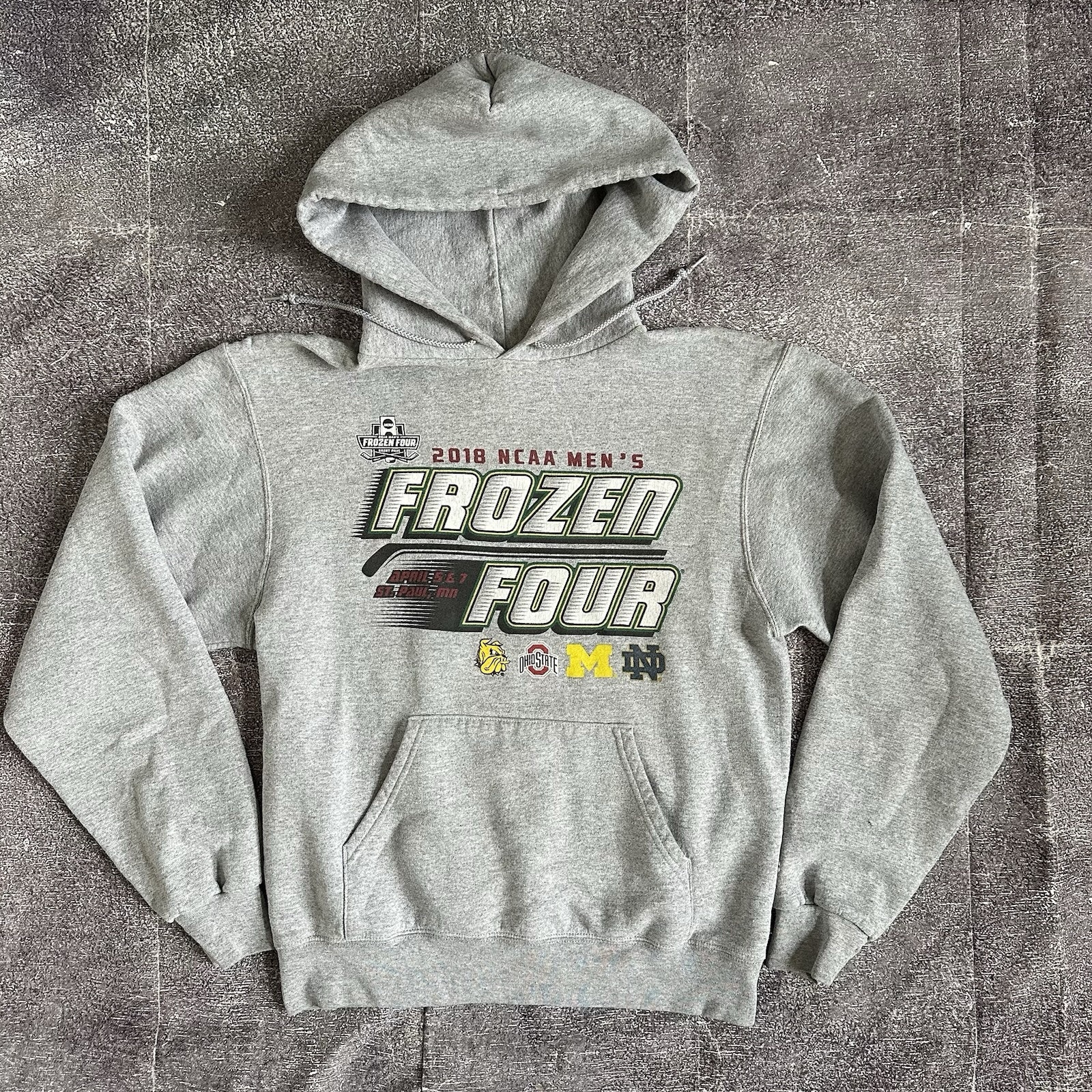 Mens Champion 2018 Ncaa Frozen Four Umd Heather Gray Hoodie Sweatshirt Sz Small